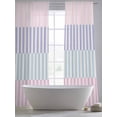 thumbnail image 5 of Abstract Stripe Sheer Curtains 84 Inch Long 2 Panels, Classic Pink Blue Lines Art Light Filtering Rod Pocket Curtains, Sheer Voile Drapes for Living Room Bedroom, 52"x84", 5 of 8