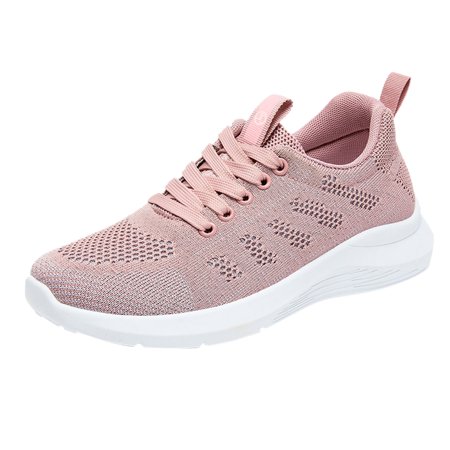 

SEMIMAY Fashion Spring And Summer Women Sports Shoes Flat Soft Mesh Breathable Lace Up Colorblock Casual Style Pink