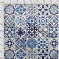 thumbnail image 3 of oneOone Cotton Silk Medium Blue Fabric Floral & Tiles Moroccan Diy Clothing Quilting Fabric Print Fabric By Yard 42 Inch Wide, 3 of 4