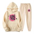 thumbnail image 2 of Feancey Women's Plus Size Hooded Sweatsuits Valentines Day Heart Printed Hoodies and Jogger Pants Two Piece Soft Cute Tracksuits Outfits with Pockets Beige S, 2 of 7