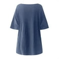 thumbnail image 6 of USSUMA Summer Tops for Women 2025 Women Fashion V-Neck Short Sleeve Solid Long T-shirt Blouse Ladies Tops Leisure Festive Fashion Blue Polyester L, 6 of 6