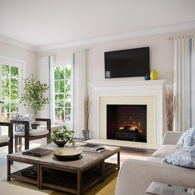 White 52 Inch x 41 Inch Wood Fireplace Mantel Surround Kit with Shelf and  Trim | Yosemite from Mantels Direct - Poplar Wooden Chimney - Walmart.com