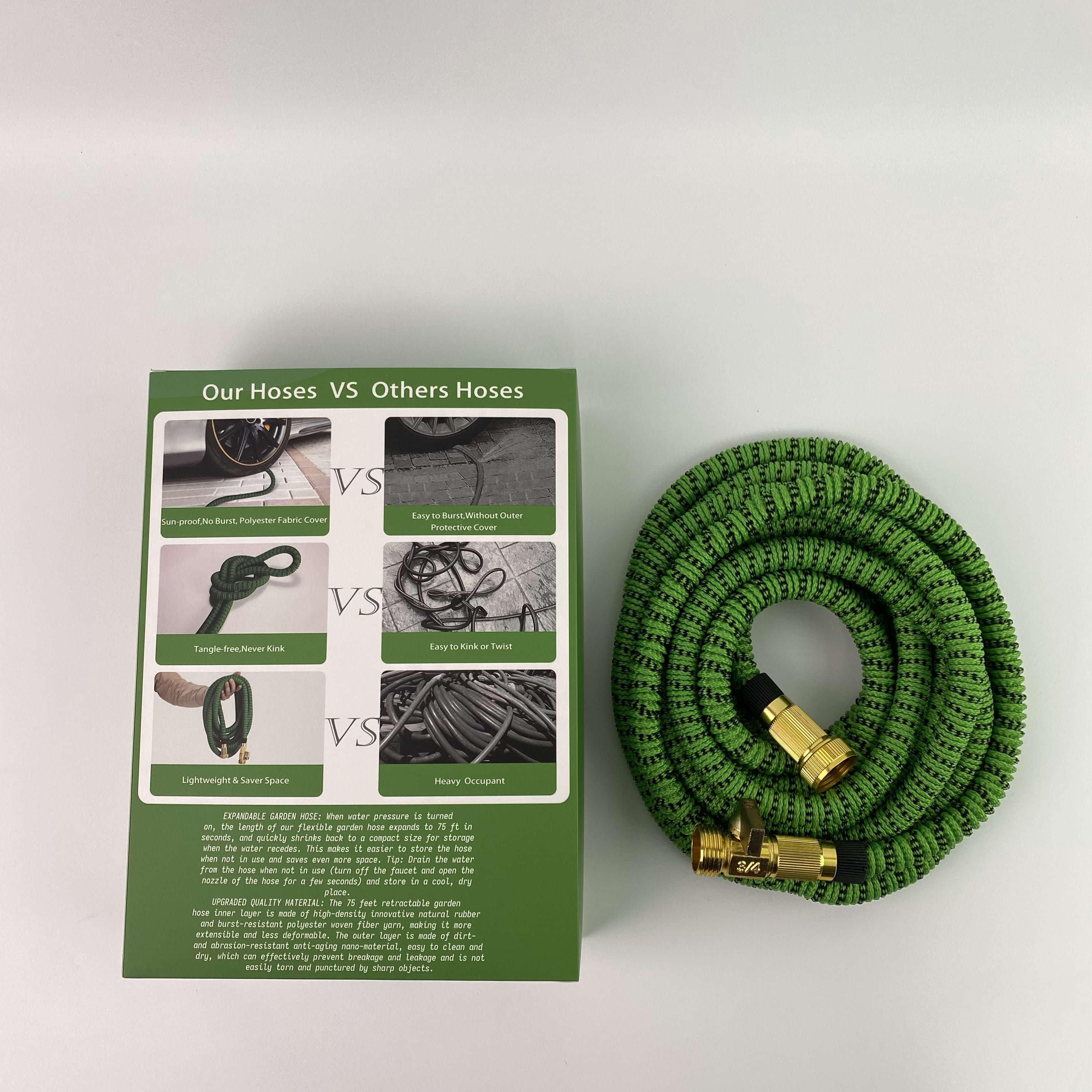 LULUW Garden hoses,Expandable Garden Hose 75 ft  - Lightweight, Durable, Flexible, 75 feet Expanding Garden Hose(Green Black)