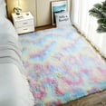 thumbnail image 4 of large rug 6x9ft Area Rug for Bedroom, Red Rugs for Living Room Nursery Kids Room Dorm Home Decor Aesthetic, Fluffy Shaggy Rug with 4 Anti-Slip Carpet Tapes Non-Slip Stickers Tie-Dye Brown, 4 of 10