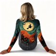 thumbnail image 5 of SHIXINCHIL Halloween Shirts Women Long Sleeve Crewneck Tops Cute Printed Stretch Ribbed Knit Tees Slim Fitted Holiday Festival Blouses Multicolor M, 5 of 8