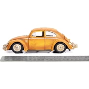 Volkswagen Beetle Weathered Yellow with Robot on Chassis and Charlie Diecast Figurine Bumblebee (2018) Movie (Transformers Series) Hollywood Rides Series 1 24 Diecast Model Car by