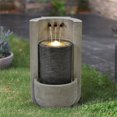 thumbnail image 2 of LuxenHome Résine Grise Moderne Colonne Fontaine de Patio avec Lumière LED, 2 of 10