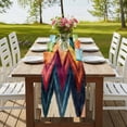 thumbnail image 4 of Colorful Waves Stripes 60 Inch Table Runner, Geometric Abstract Art Farmhouse Dresser Scarf Cotton & Linen Tablerunner for Dining/Kitchen Island/Holiday Party Décor 13" x 60", 4 of 9