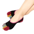 thumbnail image 2 of Calcetines coloridos para correr para mujer, calcetines con cinco dedos, forro invisible, calcetines hasta el tobillo de algodón para barco, 2 of 3