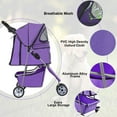 thumbnail image 5 of BestPet 3 Wheels Pet Stroller Dog Cat Stroller Folding Carrier Waterproof with Cup Holder (Purple), 5 of 7