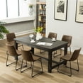 thumbnail image 3 of Roundhill Furniture Lotusville 7-piece Black Dining Table and Faux Leather Chairs Set White, 3 of 5