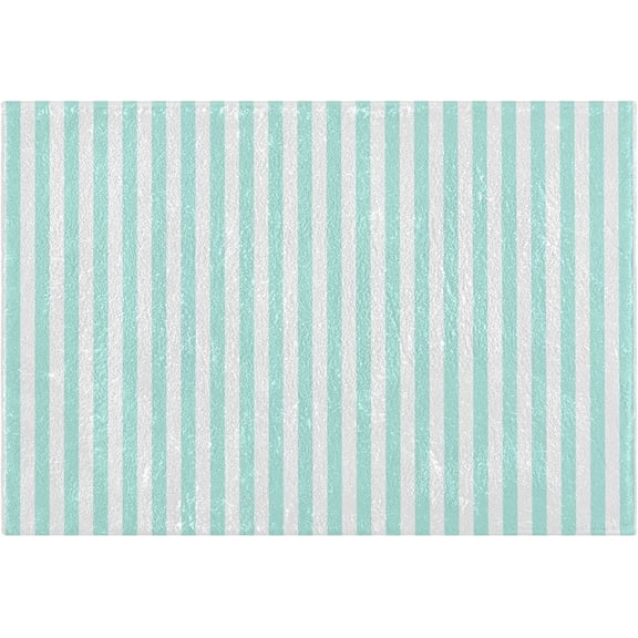 SKYSONIC Toilet Bathroom Rugs Sets 2 Piece, Green White Stripe Soft Absorbent Fluffy Toilet Mat Set Non-Slip Rubber Backing Bath Mats for Bathroom,16"x24" 20"x24"