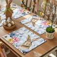 thumbnail image 3 of Easter Placemats Set of 6, Cute Rabbit Flower Plant Eucalyptus Leaves Blue Plaid Heat Insulated Linen Place Mats, Washable Stain-Proof Table Mats for Dining Tables Holiday Decor 13x19 Inches, 3 of 9