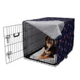 thumbnail image 2 of Navy Blue Dog Crate Cover, Various Little Lavender Carnation Flowers Design Leaves and Colorful Blots, Easy to Use Pet Kennel Cover for Dogs, 35" x 23" x 27", Indigo Multicolor, by Ambesonne, 2 of 6