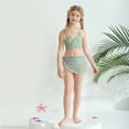 thumbnail image 4 of 3 Pieces Bikini Kids Wrap Criss Cross Swimsuit Little Girls Print Swimwear with Cover Up Beach Skirt 8-12T, 4 of 6