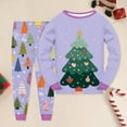 thumbnail image 2 of NIEWTR Boys Girls Christmas Pajamas Toddler Kids Pjs Girls Boys Santa Claus Pajamas Cotton Winter Sleepwear Children Clothes Christmas Kids Sets (8-9 Years,Light Purple), 2 of 6