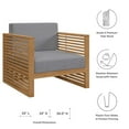 thumbnail image 6 of Modway Carlsbad Modern Fabric/Teak Wood Outdoor Armchair in Gray/Natural, 6 of 7