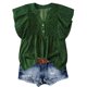 thumbnail image 1 of Tops de Color Sólido para las Mujeres Blusas de Cuello en V Manga Corta Plisada, Botón de Moda Casual, 1 of 9