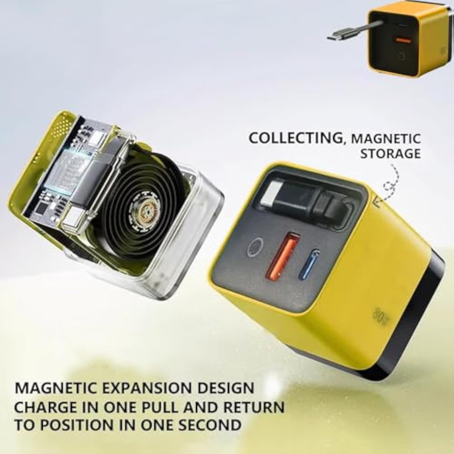 Competeend 3 in 1 Charger Retractable 80w Max Fast, Competence 3-in-1 Charger, 80W MAX Fast Charging Module with Type-C Cable and 2 USB Ports