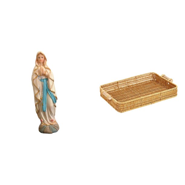 Estatua de Lutero,Colección religiosa de la estatua de la Virgen María,Cestas de almacenamiento,Cestas de almacenamiento de cocina tejidas con asas hechas a mano,Cestas de pan redondas