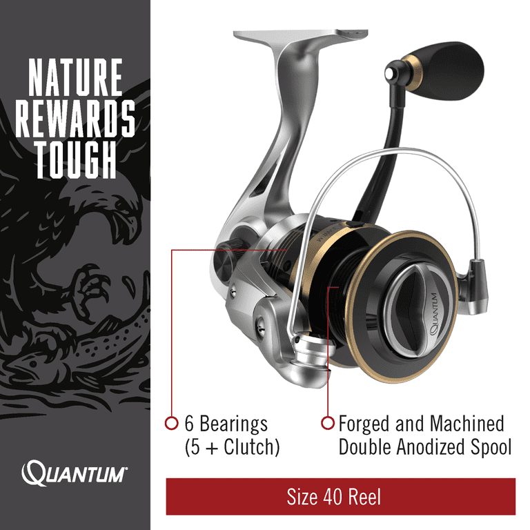 Quantum Strategy Spinning Fishing Reel, Size 40 Reel, Silver/Gold 