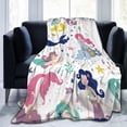 thumbnail image 2 of Cute Mermaid Blanket for Girls Childish Pattern Mermaid Tail Blanket for Mermaid Lovers Valentines Day Decorations Soft Warm Blankets for Bed Sofa Mermaid Room Decor 60x50 Inch, 2 of 6