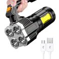 thumbnail image 5 of LED Flashlight USB Rechargeable With Sidelight 4X LED Zoomable Handheld Super Brightest Flashlights Portable Torch For Outdoor Camping Emergency Lantern FAJHHA | Black, 5 of 8