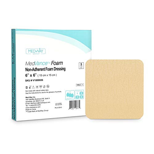 MedVance TM Foam - Waterproof Non-Adhesive Hydrophilic Foam Dressing 6'X6' Box of 5 dressings