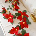 thumbnail image 3 of 6Ft Lighted Poinsettia Christmas Garland with Red Berries and Holly Leaves, Pre-Lit Velvet Artificial Poinsettia Garland for Christmas Decoration, Battery Operated, 3 of 8
