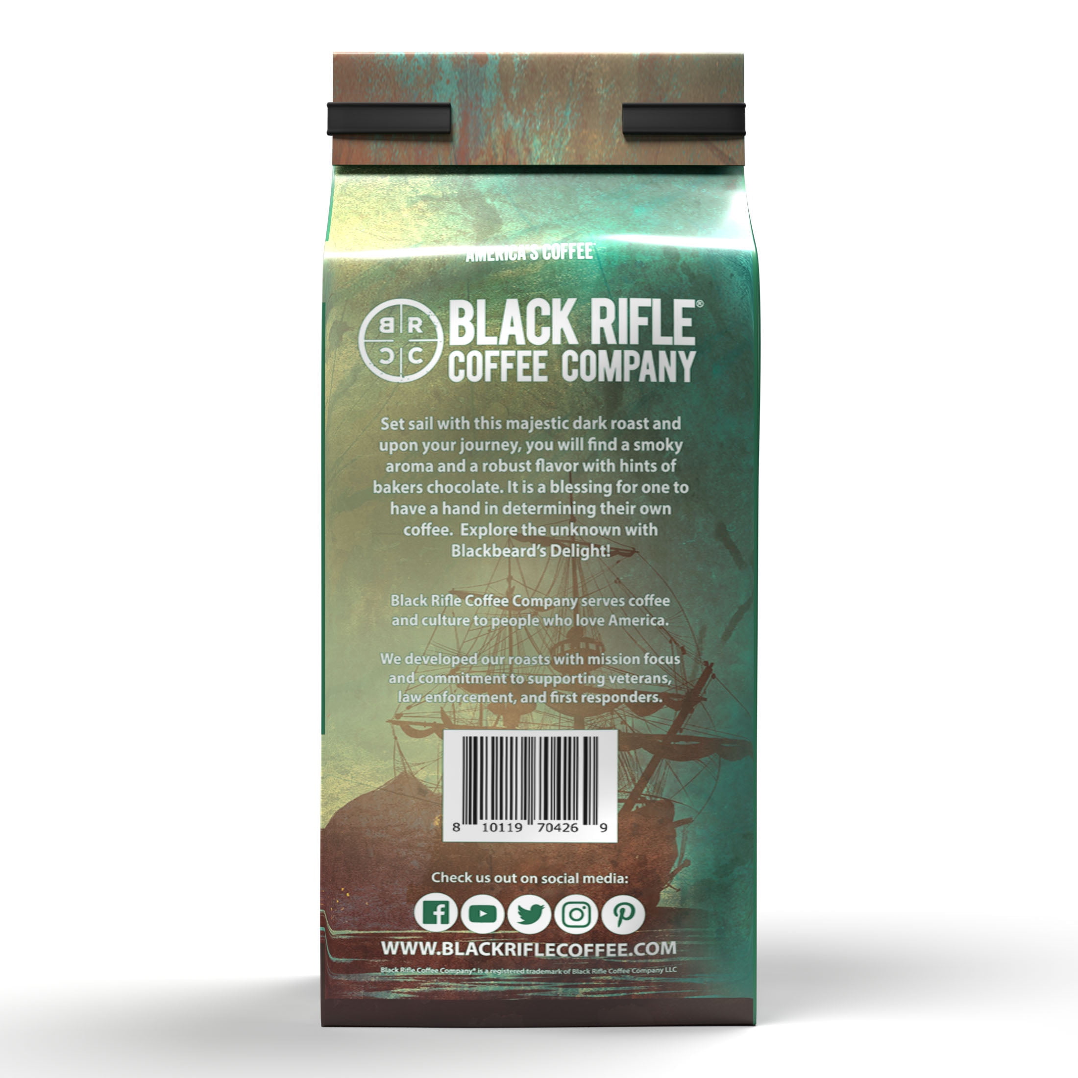 (6 pack) Black Rifle Coffee Company Blackbeard's Delight, Dark Roast, Ground Coffee, 12 oz