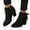 Black, variant on Women's Tie Knot Chelsea Pump Suede Ankle Boots Slip On Closed Toe Stacked High Heel Dress Booties