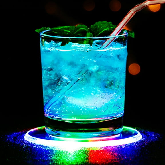 MLINS 1Set Car Cup Holder Coasters Led Light Touch Switch Multi Round Acrylic