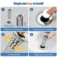 thumbnail image 4 of 2PCS Bathroom Sink Stopper Strainer, Pop-Up Bathroom Sink Drain Strainer with Removable Stainless Steel Hair Catcher Basket, Universal Fit for US Bathroom Sinks, Bathtubs, Showers & Floor Dr, 4 of 5
