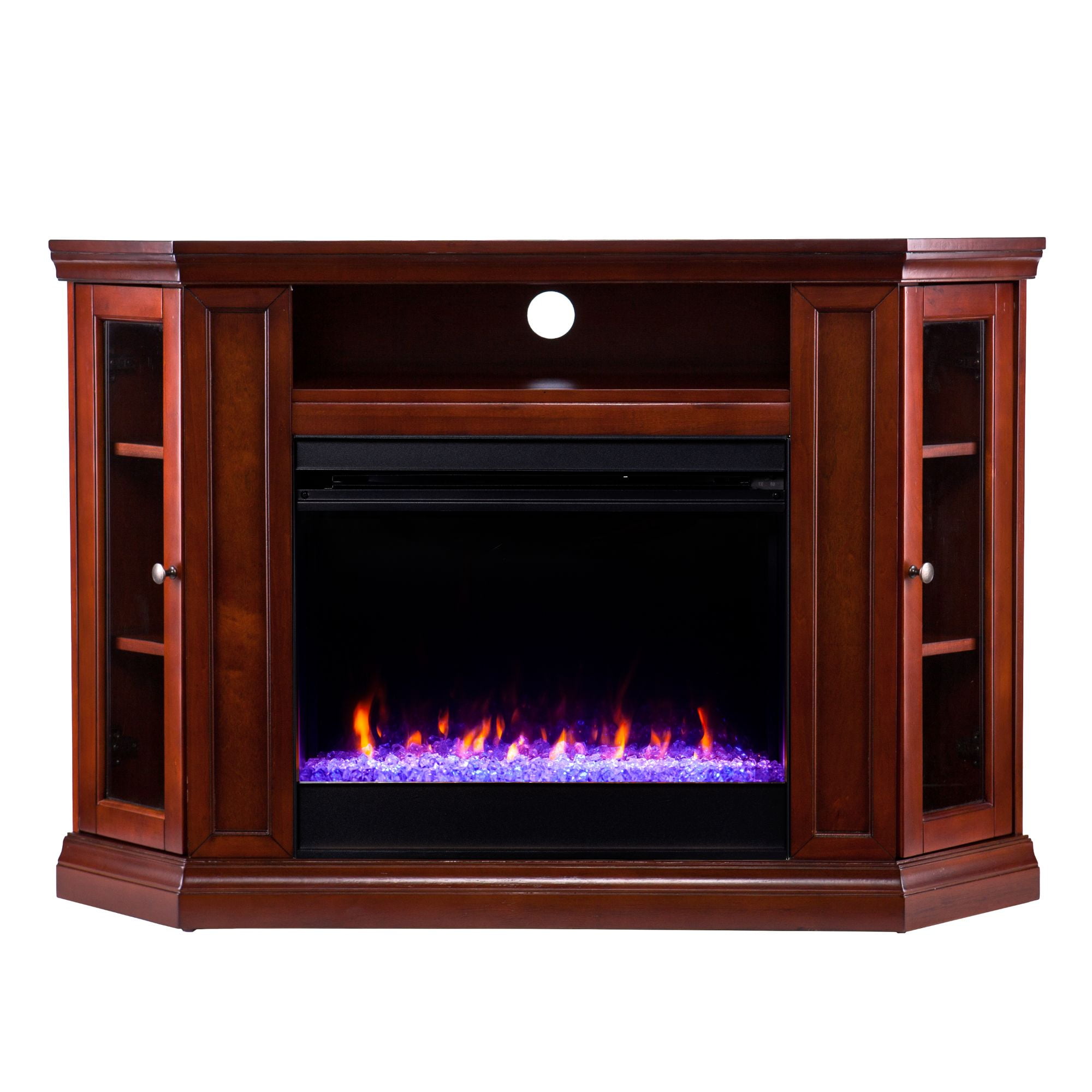 Electric fireplace with storage cabinets