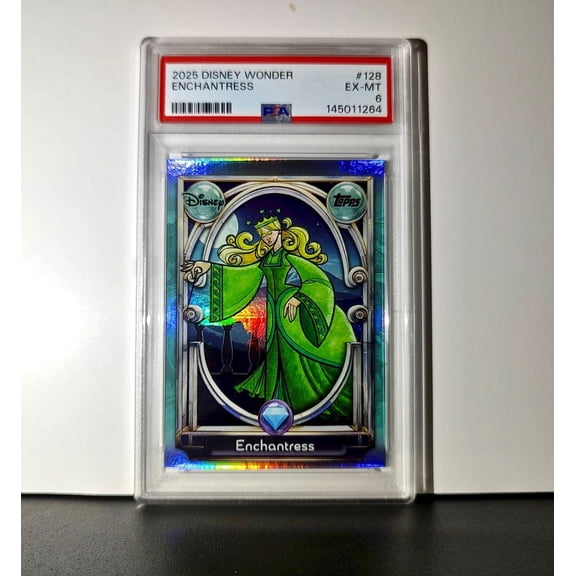 Enchantress 2025 Topps Disney #128 Diamond Card Beauty and the Beast PSA 6