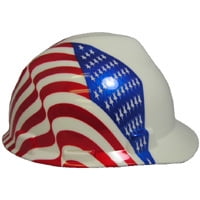 MSA V-Gard Patriotic Hard Hat Dual American Flag on Both Sides w ...