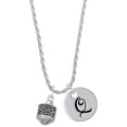 thumbnail image 1 of Delight Jewelry Silvertone Celtic Knot Band Spinner Silvertone Script Initial Disc - Q - Charm Necklace, 20"+3", 1 of 4