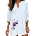 thumbnail image 2 of Goodtrade8 Women's Tops Light Blue Long Sleeve Tunic V-Neck Casual Floral Winter Shirts for Women, 2 of 4