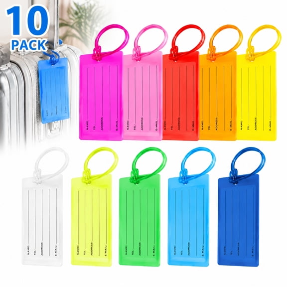 Deally 10 Pack Luggage Tags for Suitcases, Airplane Travel Essentials for Flying, International Travel Must Haves, and Luggage Accessories