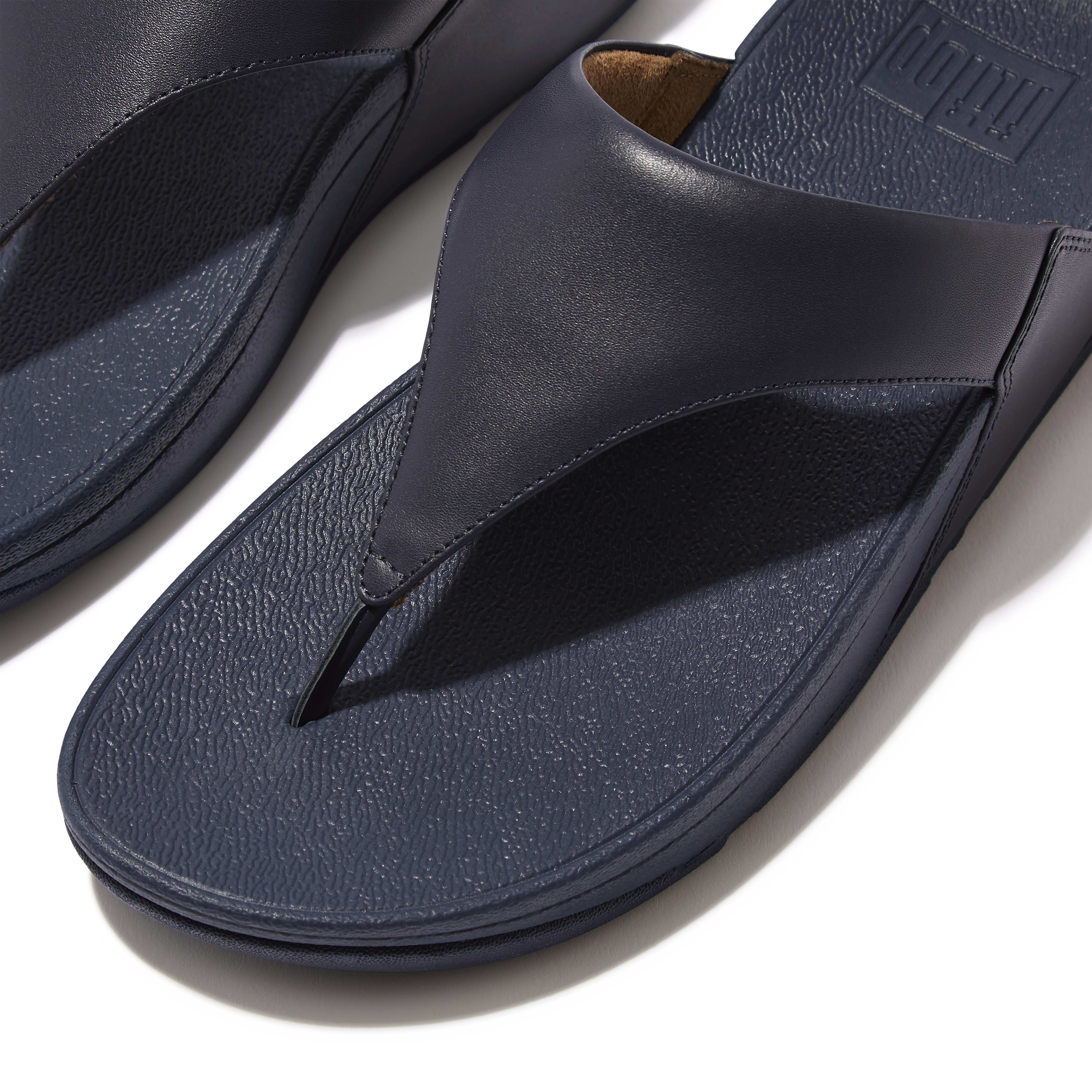 Fitflop Women's Lulu Leather Toe-Post Wedge Thong Sandals
