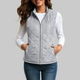 thumbnail image 2 of larppty Women's Vest, Stand Collar Lightweight Zip Up Front Quilted Padded Vest for Women (Light Gray, XXL), 2 of 6