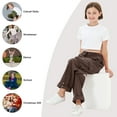 thumbnail image 6 of Rolanko Girls Cargo Pants Wide Leg Loose Cargo Trousers with Pockets Streetwear Kids Pants 4-15 Years, 6 of 6