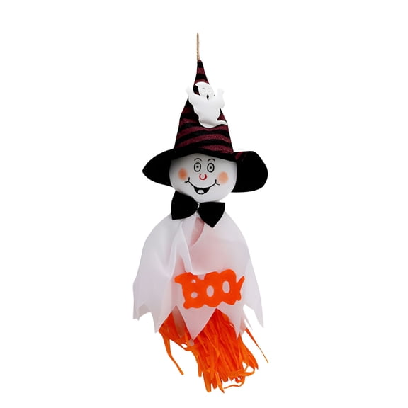 AUQ Halloween Decoration Props Hanging Ghost Pumpkin Straw Windsock Pendant Indoor Outdoor Party Decoration Orange