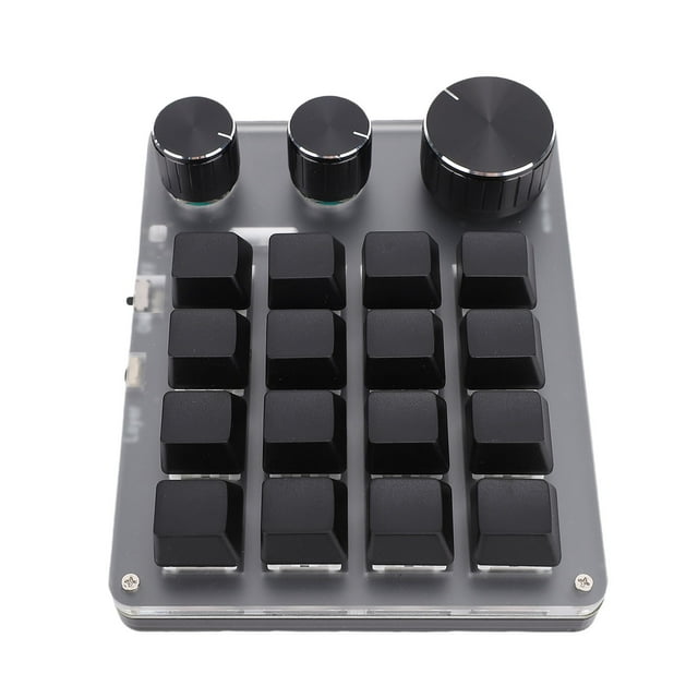 Programmable Keypad, One Handed Keyboard, 16 Keys, 3 Knobs, Red Switch, BT 2.4G TYPE C Wired, Customize Keypad for Gaming Editing Working