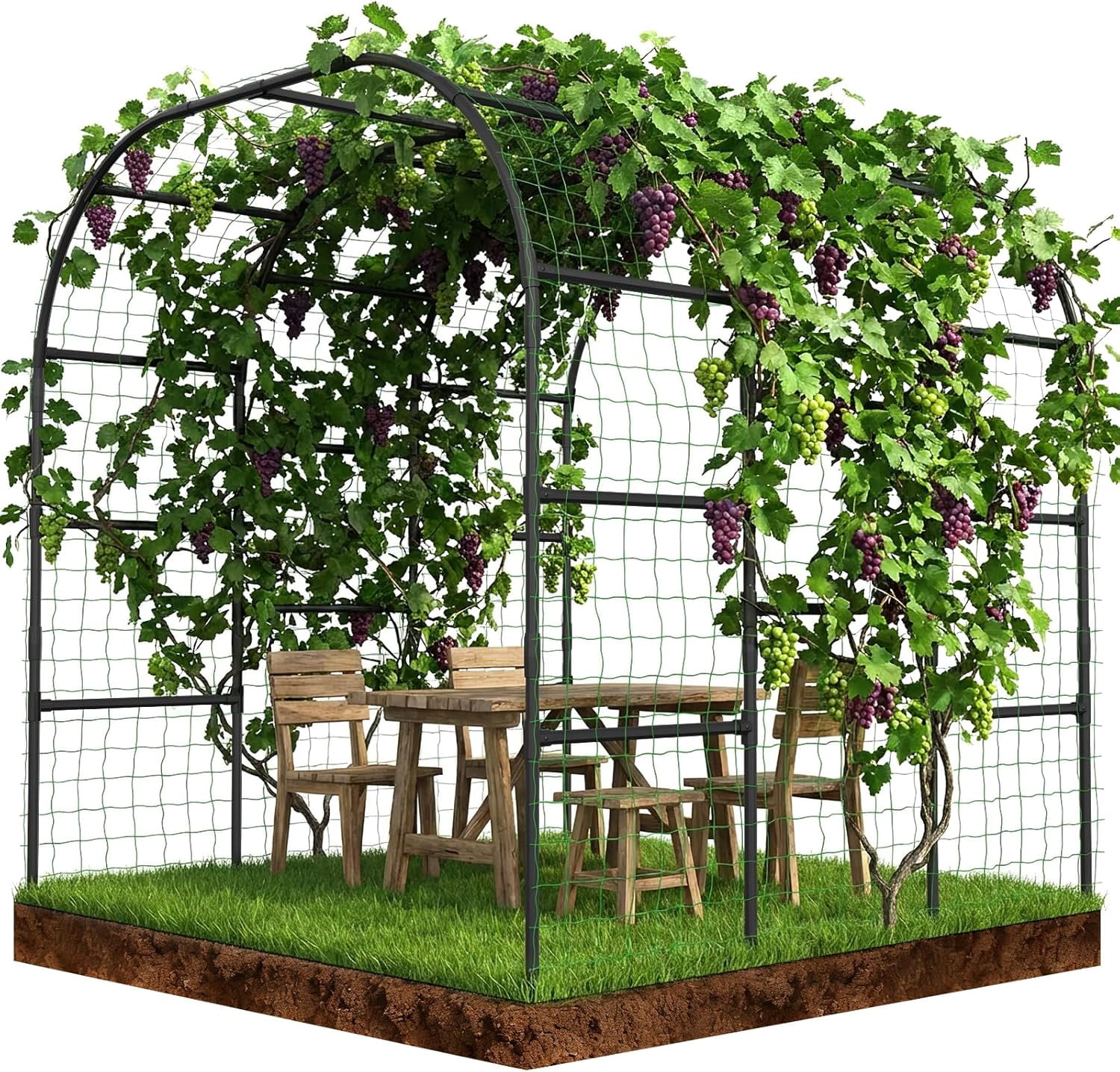 Garden Arch Trellis for Climbing Plants Outdoor, 88" x 88" x 88" Metal Core Tall Archway Tunnel Plant Support for Cucumber, Tomato, Vine Flowers, Vegetables, Climbing Plants