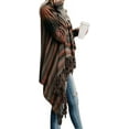 thumbnail image 3 of Women's Open Front Knited Tassels Slash Loose Cardigan Crew Neck Speckled Fringe Sweater Outwear, 3 of 7