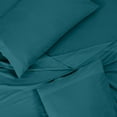 thumbnail image 5 of ROYALE LINENS 300 Thread Count 100% Long Staple Combed Cotton Sheet Set -4 Piece Queen Bed Sheet 1 Fitted Sheet, 1 Flat Sheet, 2 Pillow Case -Breathable, Cool & Crisp Percale Sheet Set (Queen, Teal), 5 of 10