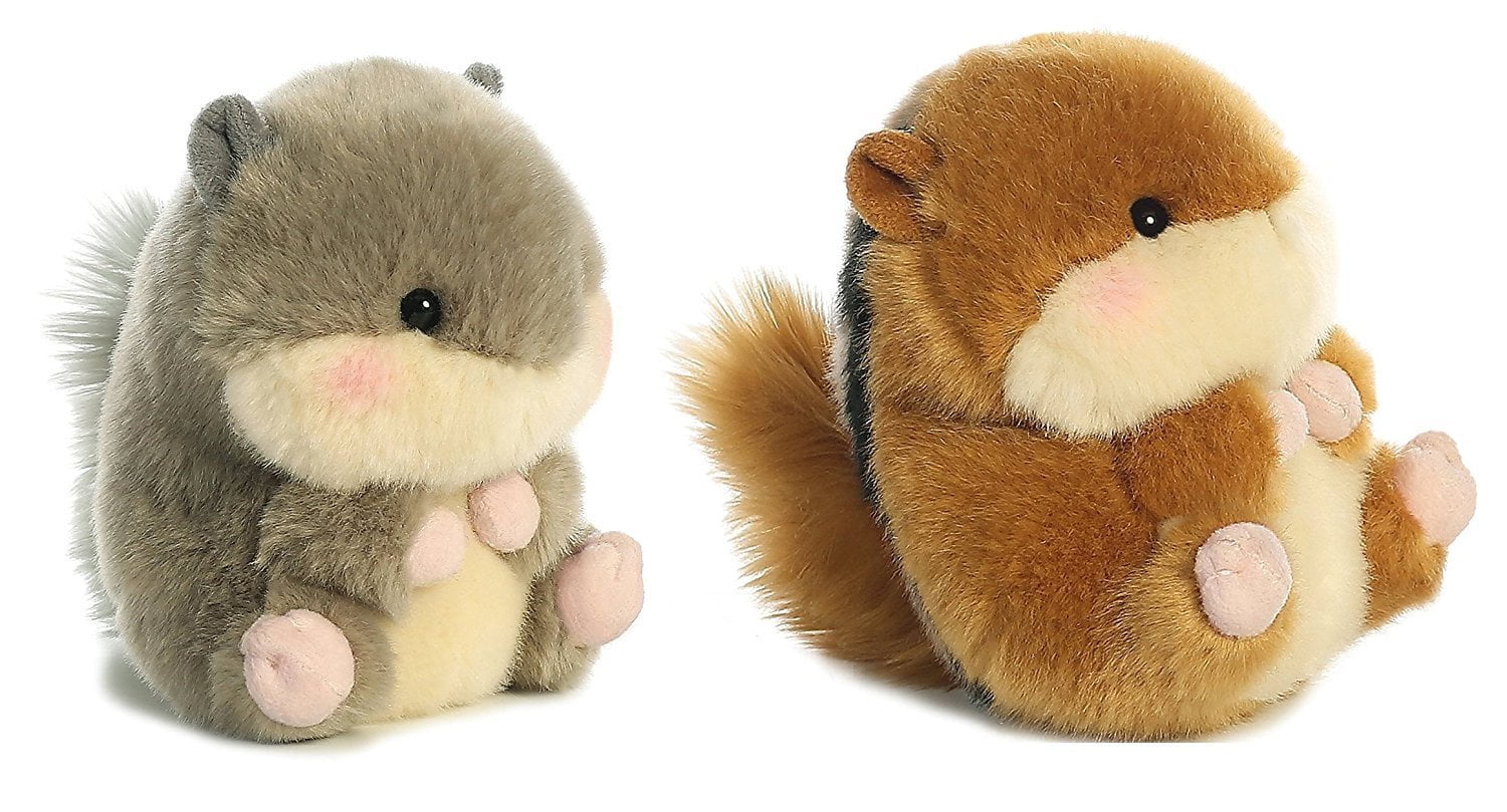 ROMPER Chipmunk & NANIGANS Squirrel Set of 2 Aurora Stuffed Animals 5" Tall 