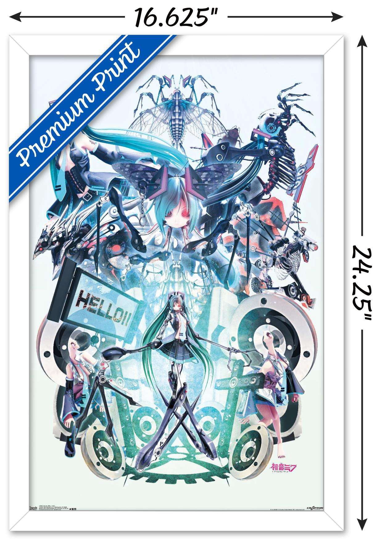 Hatsune Miku - Hello Wall Poster, 14.725" x 22.375", Framed