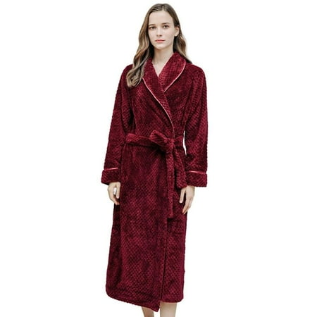 

SweetCandy Female Men s Fleece Bathrobe Shawl Soft Spa Bathrobe S-2XL